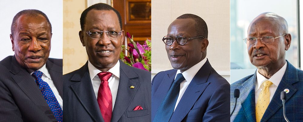 From left: Presidents Alpha Condé of Guinea, Idriss Déby of Chad, Patrice Talon of Benin, and Yoweri Museveni of Uganda. From left: Presidents Alpha Condé of Guinea, Idriss Déby of Chad, Patrice Talon of Benin, and Yoweri Museveni of Uganda.